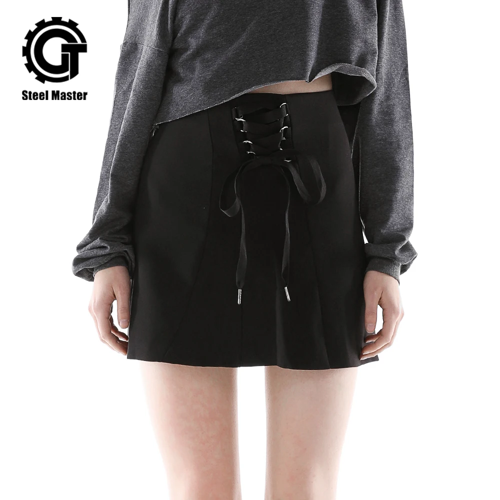 

2019 Dark Punk Style Skirt Spring And Summer Autumn Skirt Bow High Waist Black A Word Short Skirt Ladies Slim Skirt