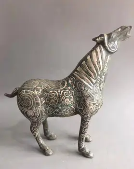

Chinese Antique Warring States bronze hand-made silver plating Lucky horse