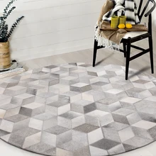 Роскошный ковер из воловьей кожи, круглый ковер из натуральной коровьей кожи, пэчворк для дивана, кабинета, ковров из коровьей кожи с натуральным мехом