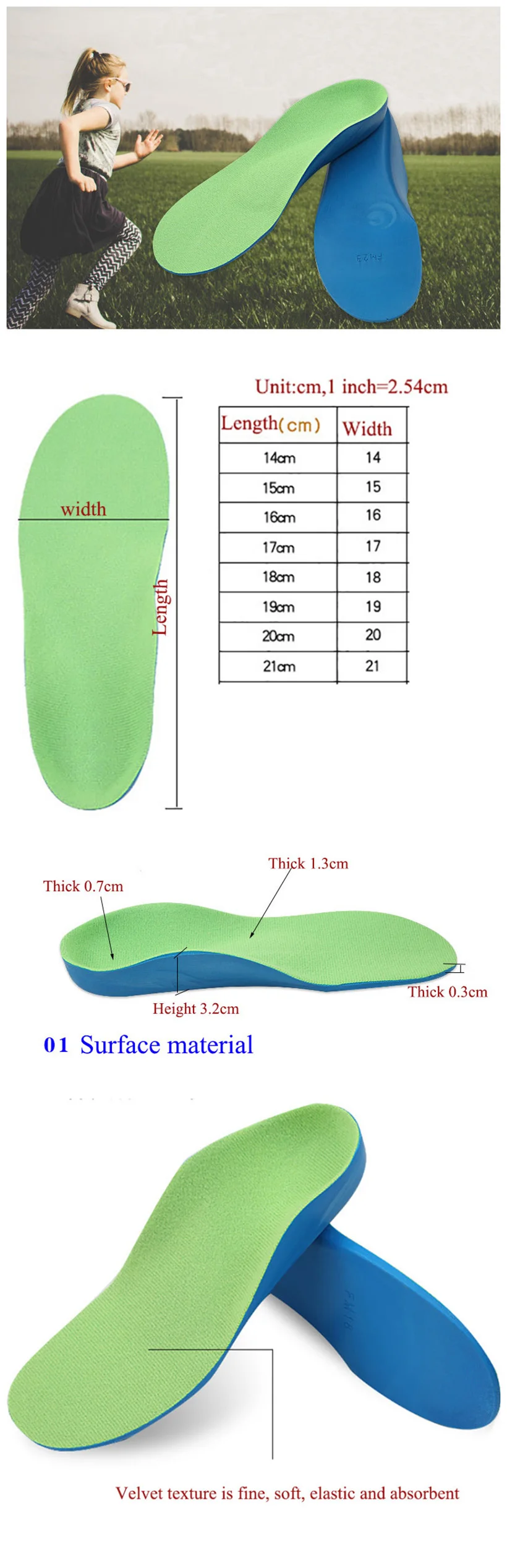 Стельки USHINE длина 14 см-21 см ортопедические стельки для детей плоская поддержка свода стопы колодки коррекция здоровья ног стельки