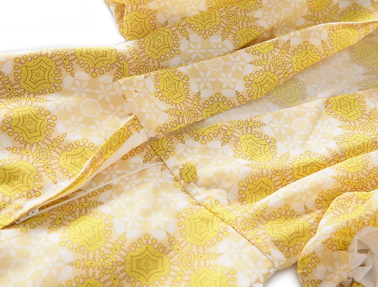 Женский элегантный летний костюм Svoryxiu, желтый костюм пляжного типа с рукавами-фонариками, цветочным принтом и V-образным вырезом и юбкой с разрезом на лето