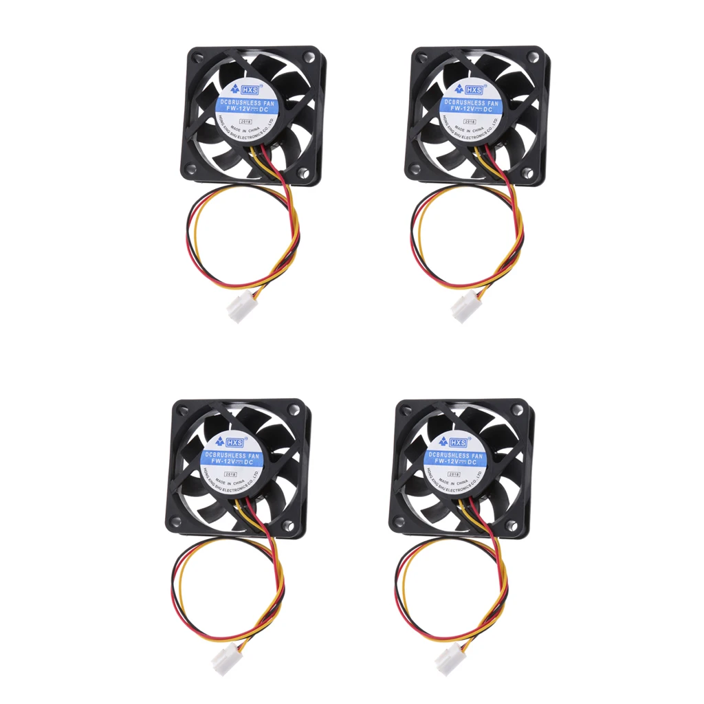 Dovewill 4pieces 12V 3Pin 60mm Mini 6cm Fan Silent Computer Cooler Cooling Fan PC