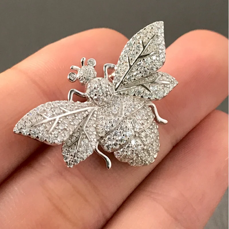 

New Arrival Crystal AAA Zircon Pure Sterling Silver Wasp Brooch L'AVENTURIERE Women Wedding Insect Brooch Pin Jewelry