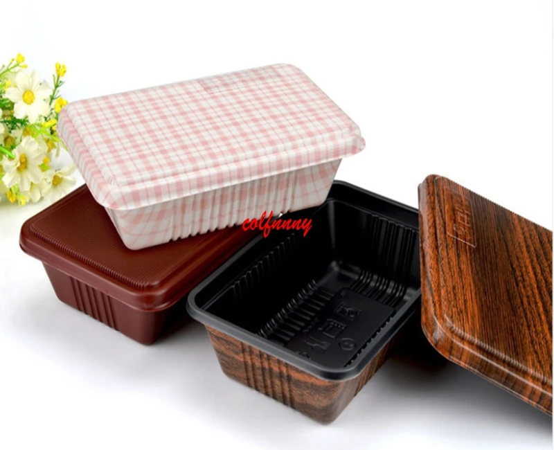 

1000pcs/lot Creative Wood Grain Design Disposable Food Container Snack Packing Boxes Microwaveable PP Bento Box F051406