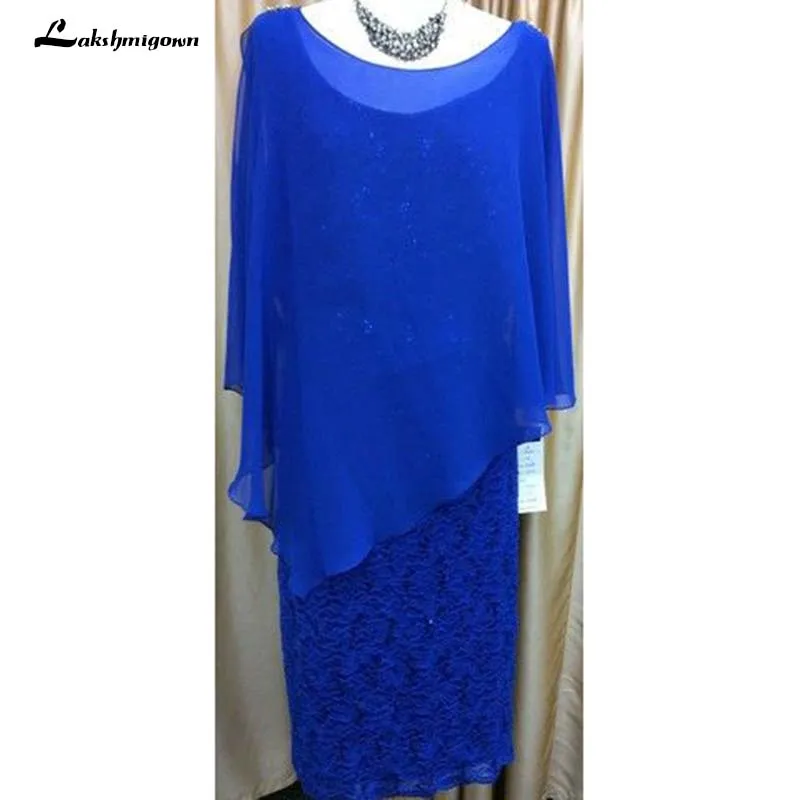 

Lakshmigown Plus Size Royal Blue Mother of the Bride Dresses with Jacket 2 Pieces Lace Evening Groom Godmother Dresses 2019