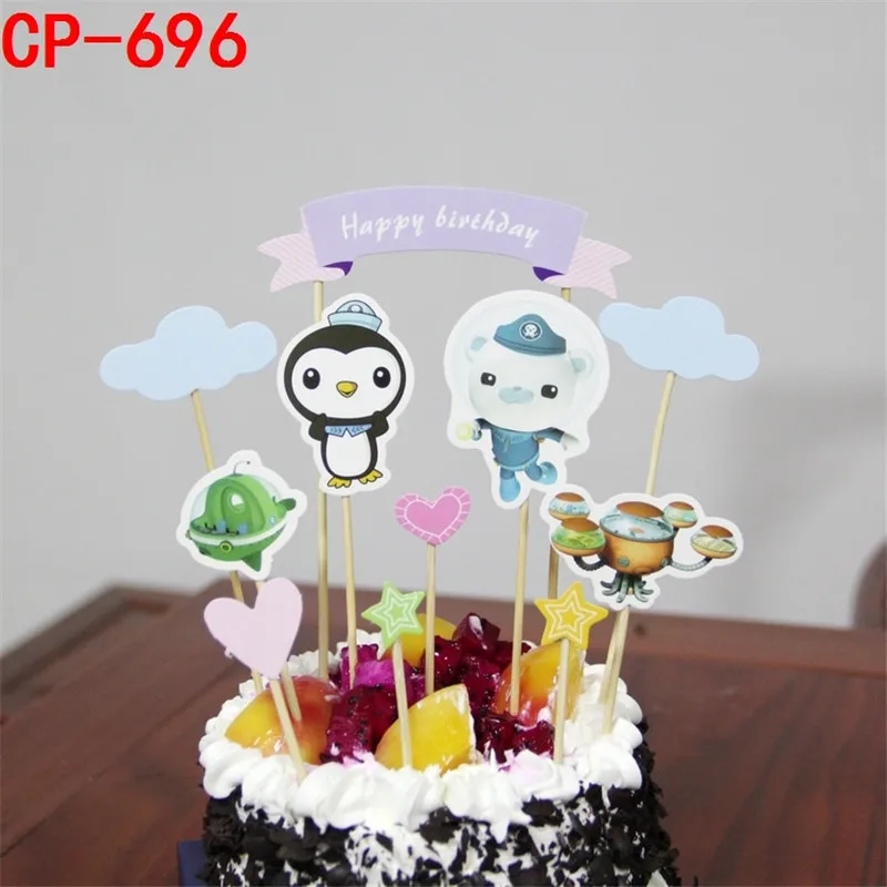 1Set Happy Birthday Cake Toppers Princess Super Wings Kids Favors Cartoon Cake Flags Wedding Cupcake Decor Baby Shower Party
