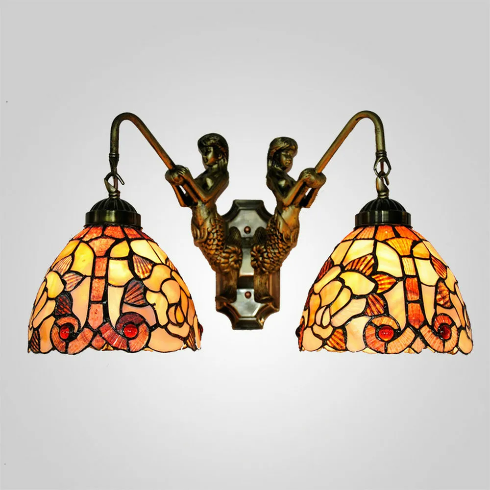 MAMEI Free Shipping 7 Inch Tiffany Wall Light For Bedroom With Rose