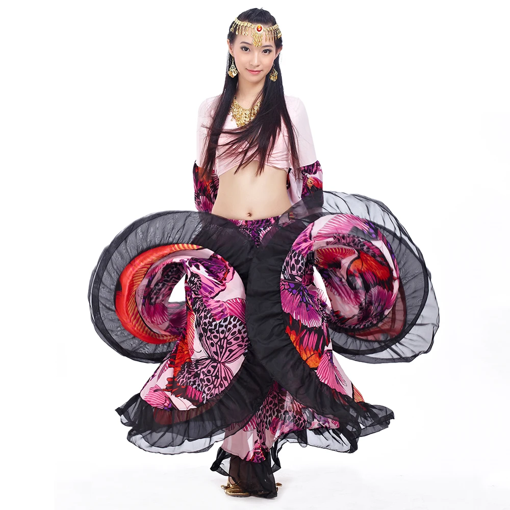 Высокое качество дешевые цыганские юбки для танца живота для женщин большие цветы танцевальный костюм NMMQB01