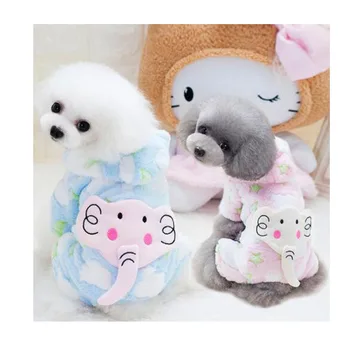 

S-XXL Fleece Dog Clothes Pet Puppy Winter Warm Dog Jumpsuit For Small Dogs Pug Poodle Elephant Pattern Outfit Costume Clothing