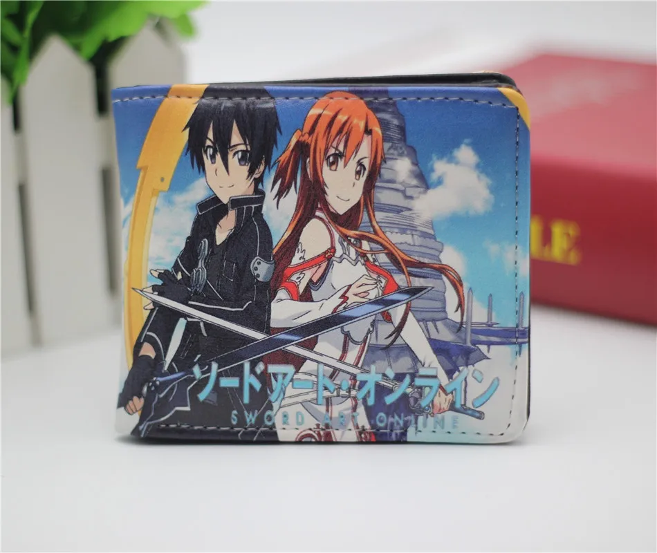 Sword Art Online SAO Kazuto Pu короткий кошелек Двойные фото держатель для карт слоистая кнопка мужской кожаный кошелек с рисунком для мальчиков и девочек - Цвет: F