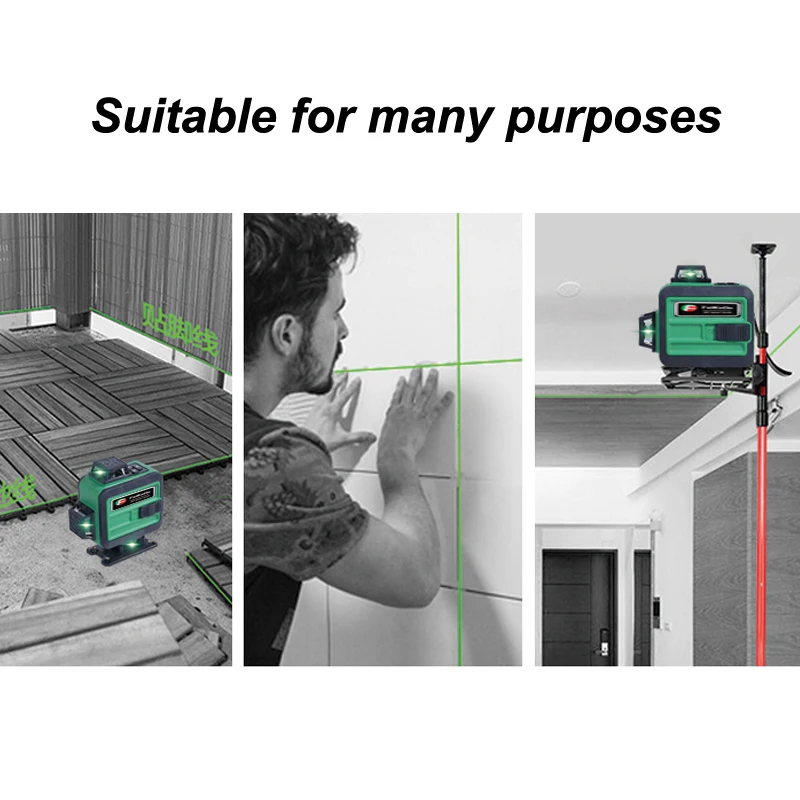 16 линий 4D самонивелирующийся 360 горизонтальный и вертикальный супер мощный роторный лазерный уровень зеленый луч нивелировочный лазер