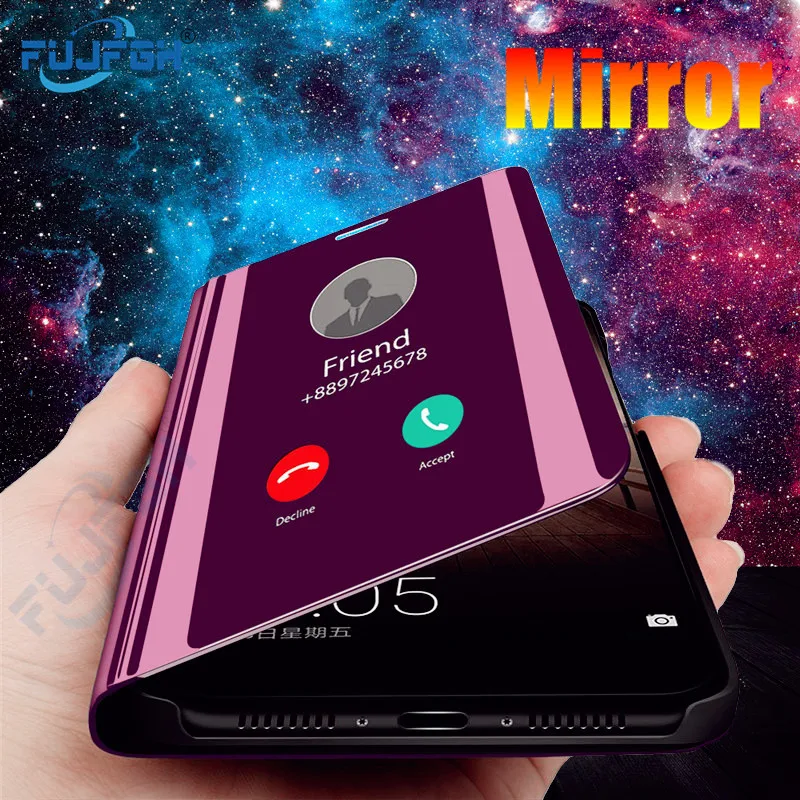 

Clear View Smart Mirror Phone Case For Samsung Galaxy S8 S9 Plus S7 Edge S6 Note 9 8 A6 A8 J4 J8 J6 Plus 2018 Flip Leather Cases