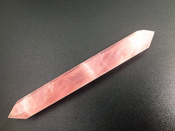 

Natural pink quartz crystal wand POINT HEALING