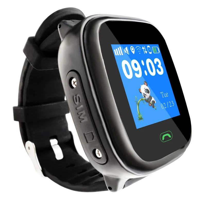 Waterproof GPS global watch phone positioning Boy Gril Wearable With Sim Card Kids Wrist Mobile phone App For Android IOS HOMTOM - Цвет: Black