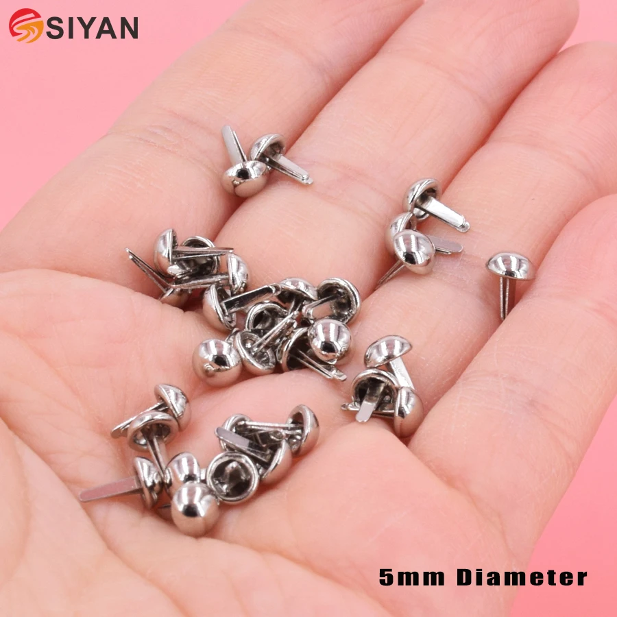 

New 600Pcs 5mm Round Silver Plated Mini Brads Scrapbooking Embellishment DIY Metal Crafts