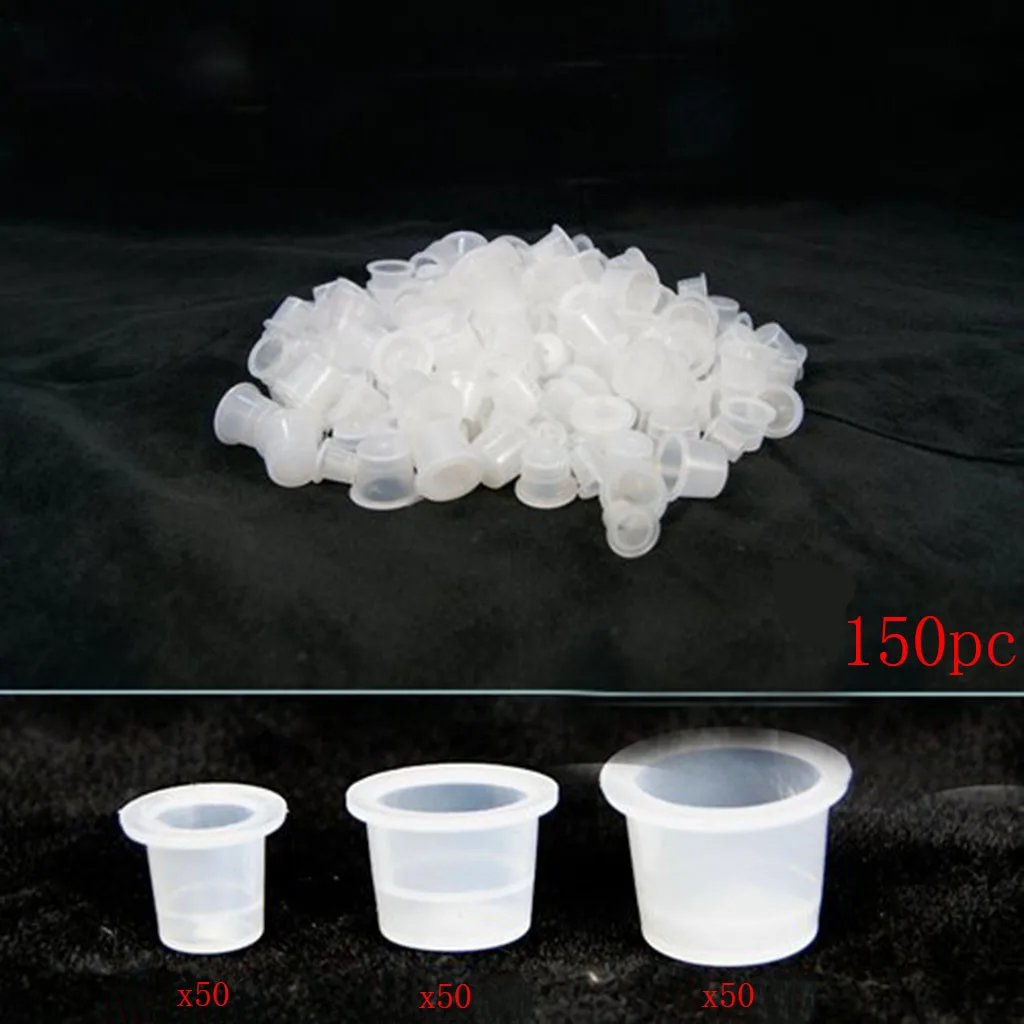 

150Pcs Plastic Disposable Tattoo Ink Cups Permanent Makeup Pigment Clear Holder Container Cap Pigment Clear Holder 4.12