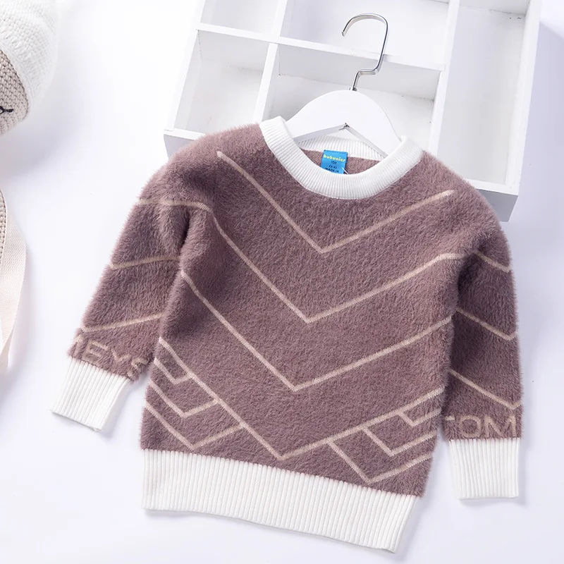 

Cashmere Sweater for Boys 2019 Winter Korean Girls Pullover Striped Warm Plush Cardigan Kids Baby Sweater Toddler Clothes