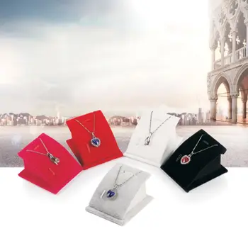 

ANGELADY Jewelry Holder Necklace Pendant Display Showcase Fleece Velvet Base Boutique Rack Organizer Soft Mount Stand 5 Colors