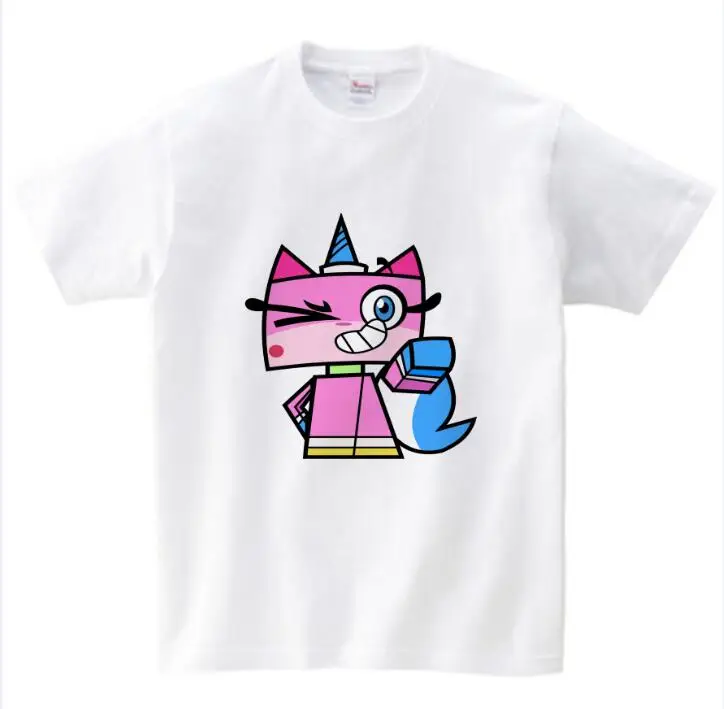 Милая футболка с цифровым принтом для девочек Футболка с рисунком «Unikitty» Детская летняя футболка из хлопка футболка с круглым вырезом для мальчиков и девочек, От 3 до 8 лет NN - Цвет: White childreT-shirt