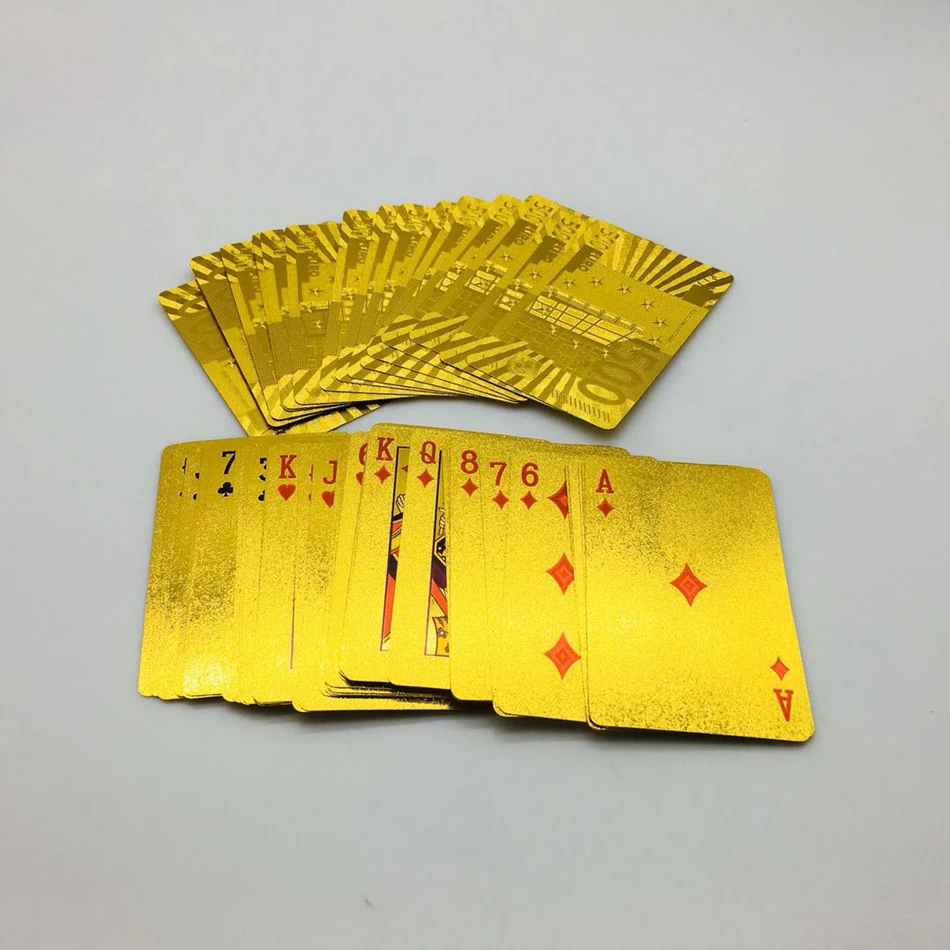 Золотая колода игральных карт Пластиковая Золотая фольга Покер Волшебная карта прочные водостойкие карты крупным планом улица фокусы коллекция