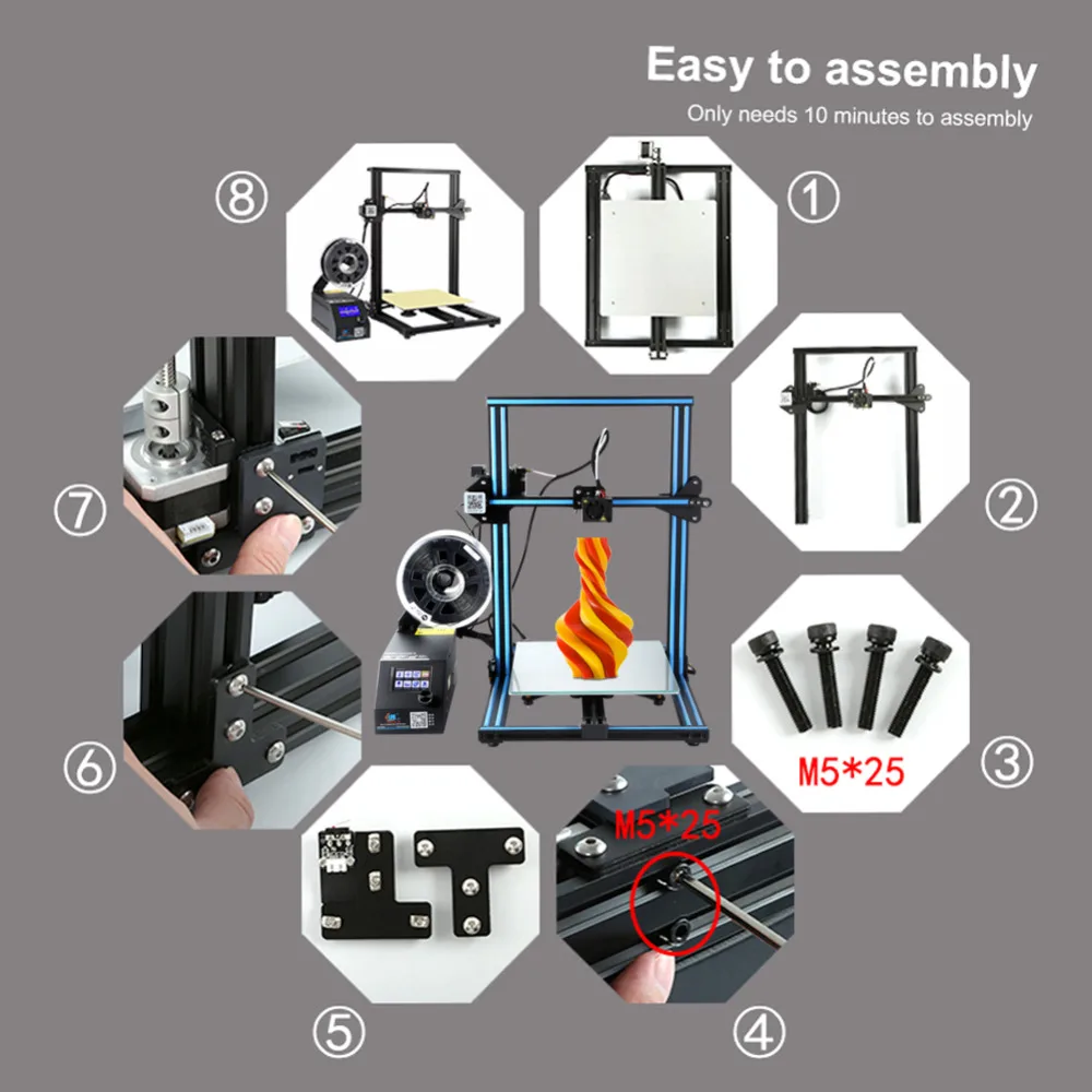 CR-10 3D принтеры Комплект Большой принт размеры 300*300*400 мм Desktop DIY 1,75 200 г нити очаг + 8 SD карты как подарок Creality