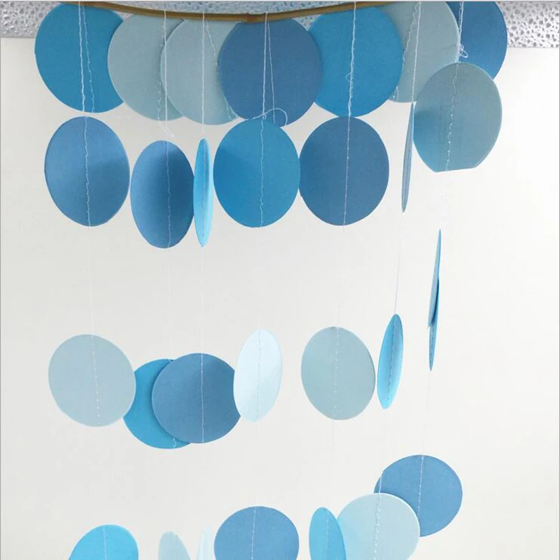 

2pcs 5cm*2m Birthday Flags Hanging Paper Garland Flora String Wedding Birthday Baby Decoration Round Circle Party Supplies