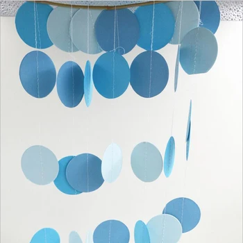 

2pcs 5cm*2m Birthday Flags Hanging Paper Garland Flora String Wedding Birthday Baby Decoration Round Circle Party Supplies