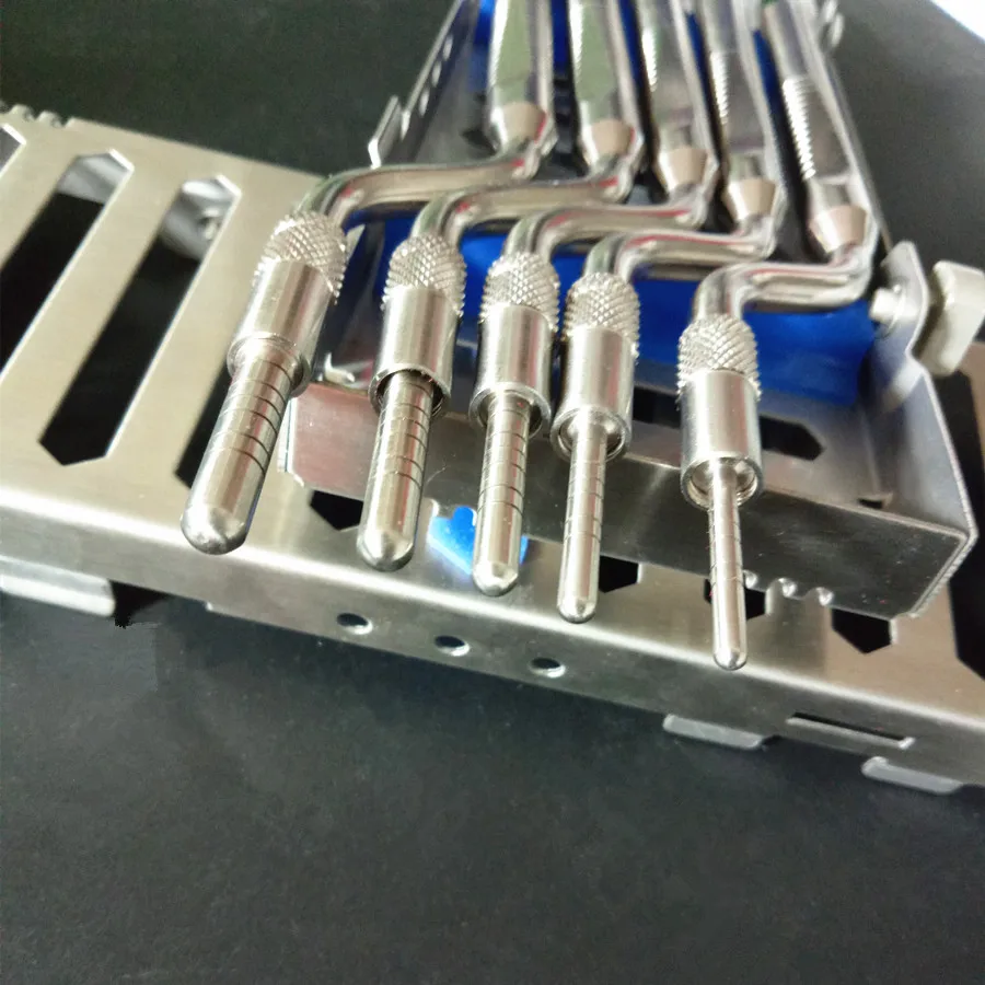  5 Pcs Set Dental Implant Osteotome Instruments Sinus Lift Curved and Straight with Cassette Case ( 