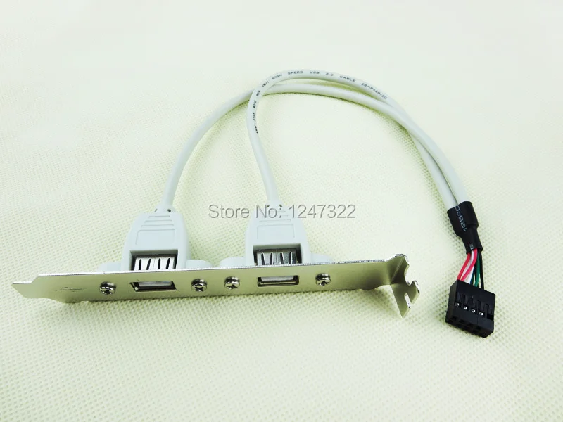 Motherboard 9PIN JUSB to 2 port usb bracket cable USB 2.0 HUB Connector