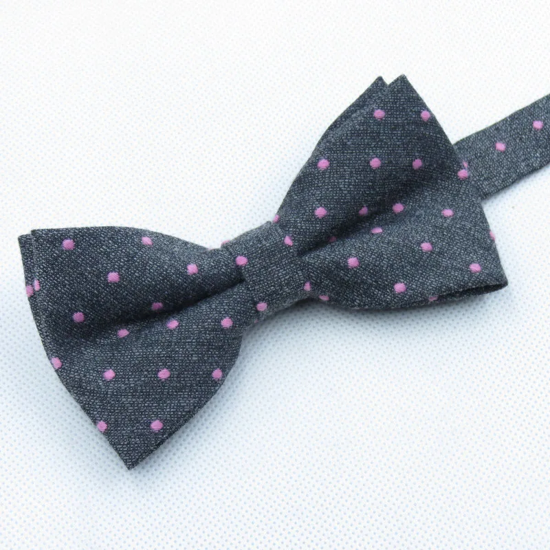 bow tie Серый галстук мужской Розовый горошек Галстуки Для мужчин S 6 см хлопок галстук соответствия небольшой карман полотенце темно-серый с бантом для мужчин cravata - Цвет: bow tie