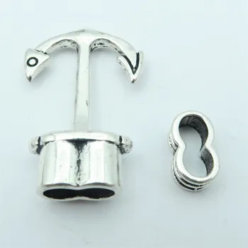 

10 Sets for 5mm round leather clasp antique sliver Anchor Hook Clasp Double 5mm Round Hole Bracelet Clasps D-6-101