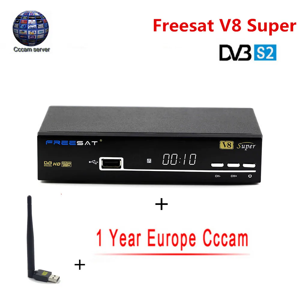 with wifi and CCcam V8 Super NOVA 1 год Европа Cccam сервер HD Freesat DVB-S2 спутниковый ресивер Полный 1080P Италия Испания арабский Cccam Cline USB Wifi - Цвет: with wifi and CCcam