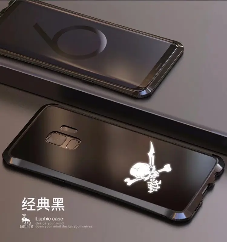 Luphie металлический каркас закаленного Стекло PC чехол для Samsung GalaxyS9 S9 Plus Чехлы Прозрачный заднюю панель рукав для S9Plus