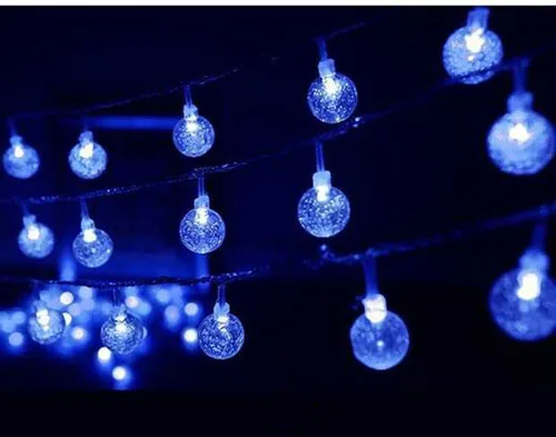 Новинка 1 м-20 м сказочная гирлянда светодиодный хрустальный Сферический шнур Водонепроницаемая Рождественская елка Свадебная домашняя внутренняя отделка - Испускаемый цвет: Синий