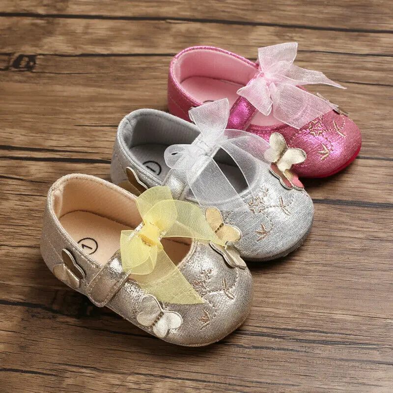 Для младенцев, для маленьких девочек платье принцессы прогулочная обувь; милый, для новорожденных девочек с бантом обувь для младенцев ярких цветов Детская обувь мягкая подошва на возраст от 0 до 18 месяцев