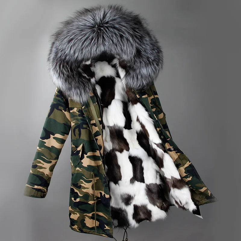Новая теплая люксовая зимняя женская модная парка большой воротник натуральный мех енота длинная зимняя куртка
