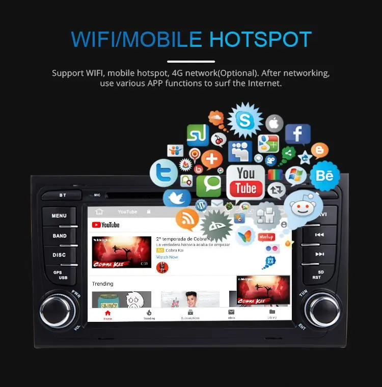 Perfect JDASTON Android 9.0 Car DVD Multimedia Player For AUDI A4 2002-2008 GPS Navigation 2 Din Car Radio Audio 4G+64G Steering wheel 5