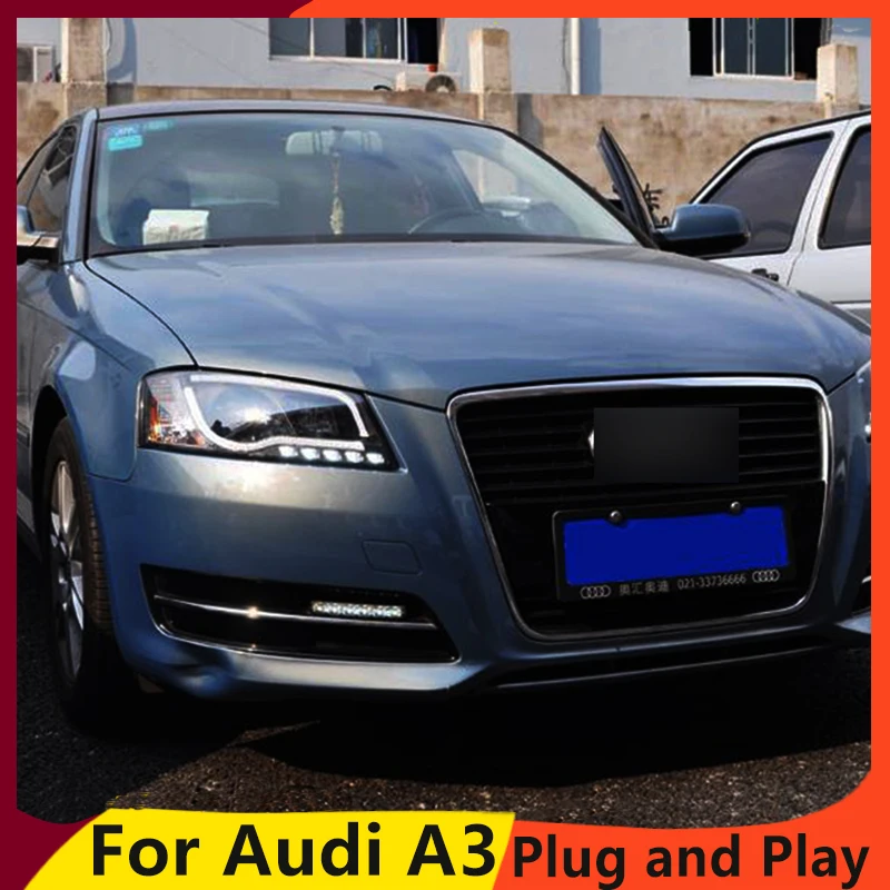 KOWELL автомобилей для укладки Стайлинг для AUDI A3 фары 2008-2012 для A3 фара светодио дный DRL Передняя Биксеноновая объектив двойной луч СПРЯТАЛСЯ комплект