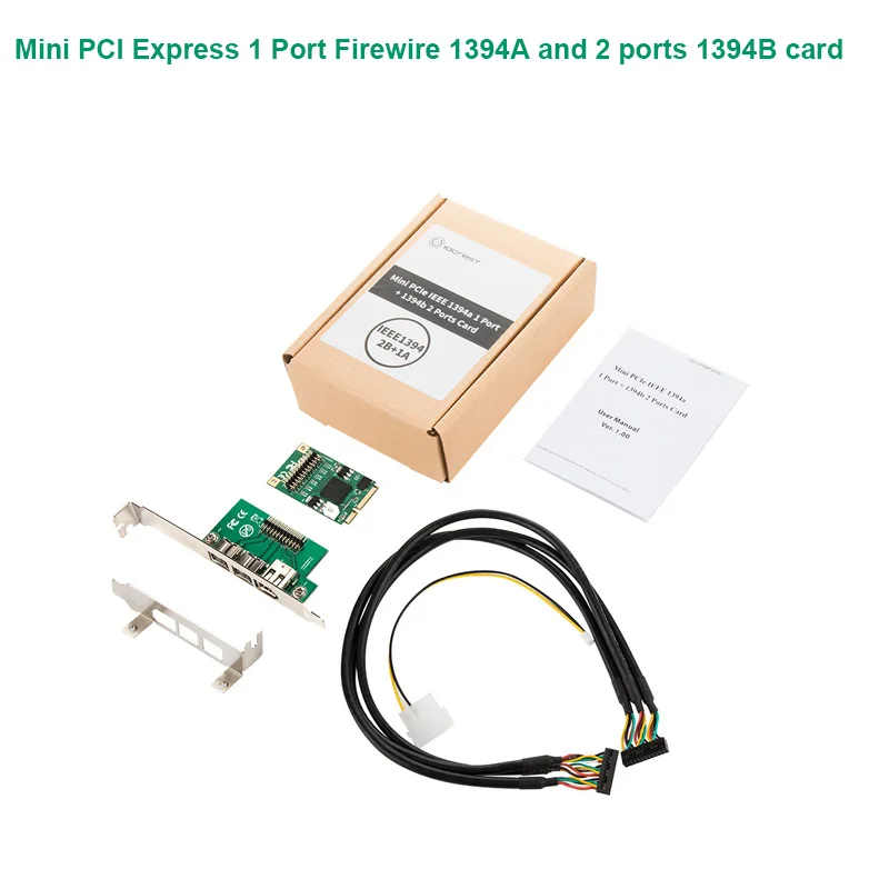  Mini pcie to1394 Ccard/1 * Firewire 1394A + 2 * 1394B puerto/Texas-INSTRUMENTS-XIO2213B compatible 