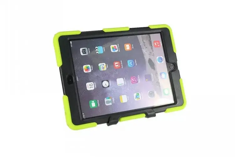 3-в-1 двойного слоя ПК+ ТПУ чехол для ПК, планшета для iPad Air 2 спереди Панель с защитной пленкой Чехлы для планшетов с съемная подставка
