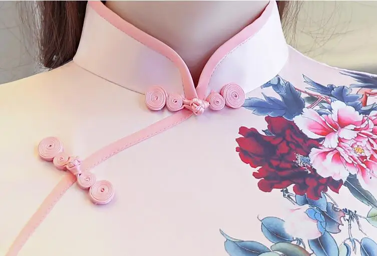 New Arrival Chinese Women's Mini Cheongsam Fashion Short Style Rayon Qipao Summer Dress Vestido Size S M L XL XXL XXXL 72989