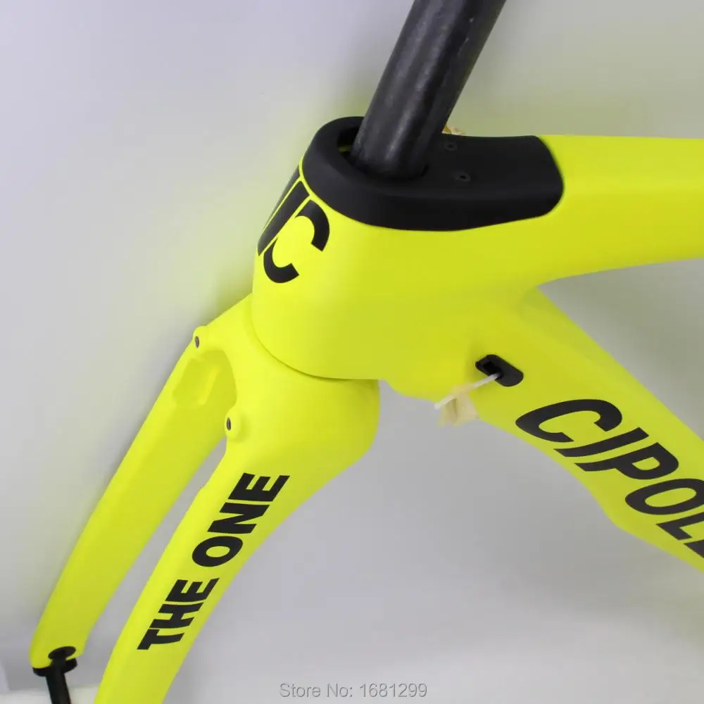 Flash Deal Newest matt bright yellow 700C Road bike T1100 3K full carbon fibre bicycle frame carbon fork+seatpost+clamp+headsets Free ship 1