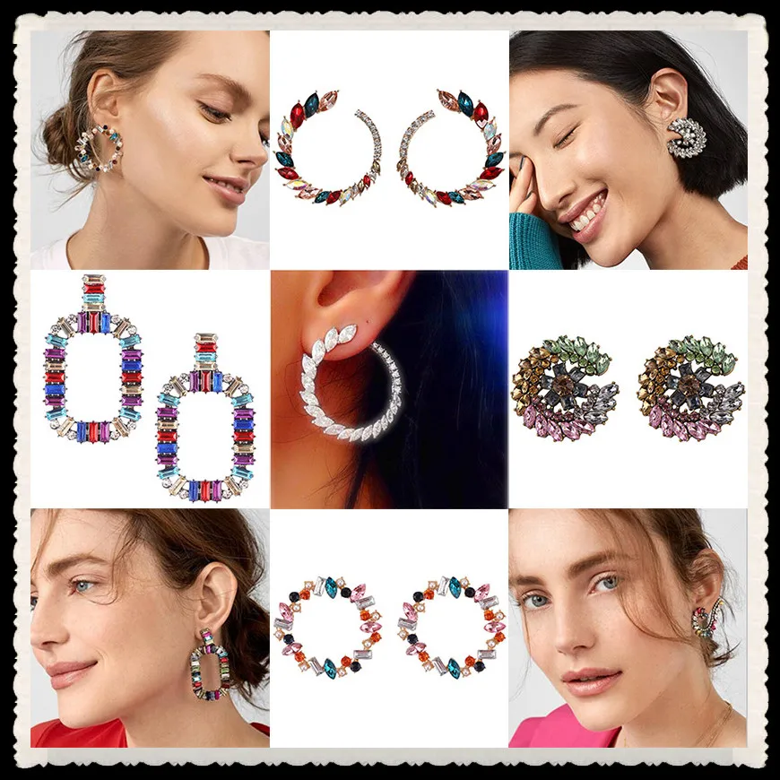 Miwens 2019 7 видов конструкций красочные кристалл Boho Мода цветок геометрический падение себе серьги для женщин завод ювелирных изделий покупки