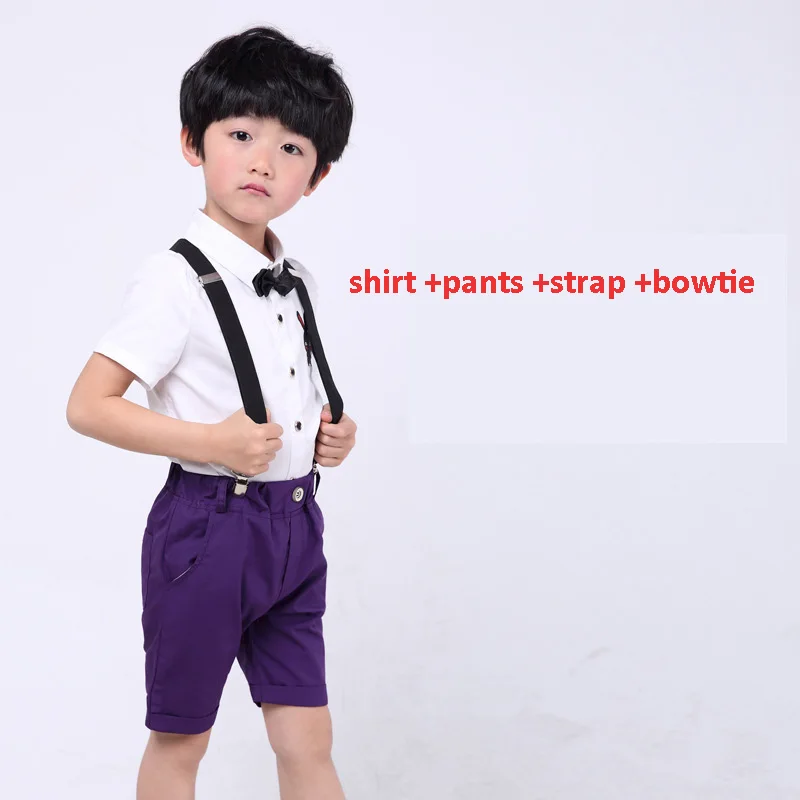 boys purple Летние комплекты одежды для детей для девочек Производительность Рубашки+ юбки 2 шт. Костюмы наборы Нарядные Костюмы для мальчиков Комплекты Детский костюм - Цвет: boys purple