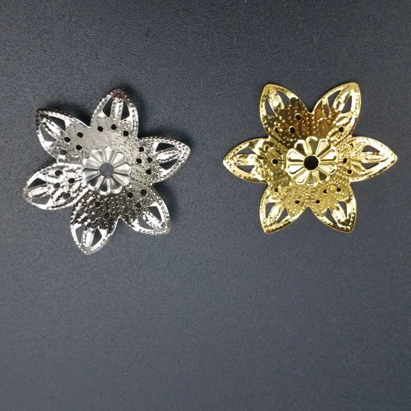 27mm 20pcs Металлические филигранные цветы Торус, дно, цветок колпачок Подвески установка ювелирных изделий DIY компоненты сосуд - Цвет: 27mm 20pcs