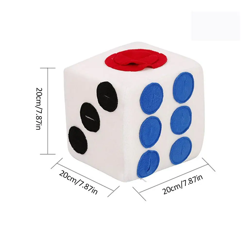 

Pet Dog Plush Dice Toy Food Dispenser Treat Puzzle Toy For Puppy Dog Intellegent Training Toy Food Leaking Playing Plush Dice