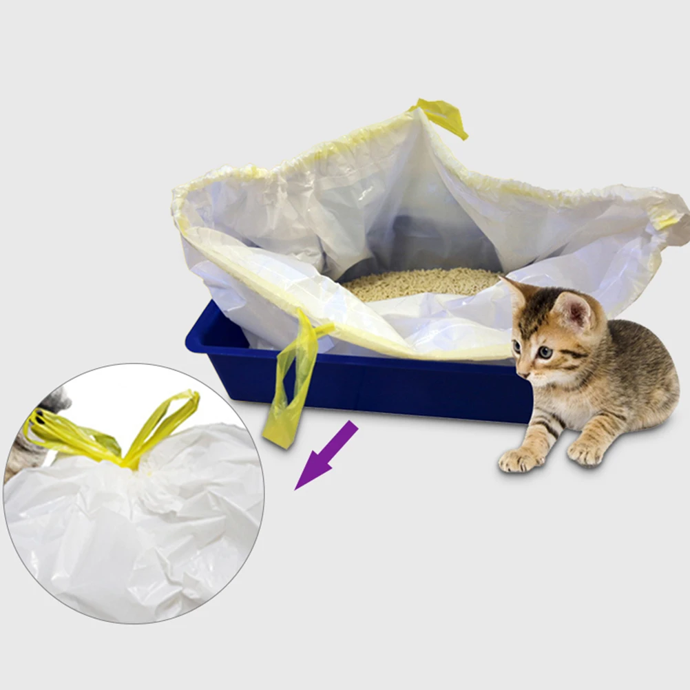 7 шт. кошачий ящик для мусора Drawstring утолщение регулируемый прочный кошачий помет сумки для кошек емкость для наполнителя кошачих туалетов сумки для домашних животных мешки с песком инструмент для очистки