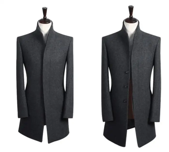 gray S-9XL плюс размер! новая Корейская мужская одежда средней длины с воротником-стойкой шерстяное пальто Зимняя деловая шерстяная Верхняя одежда для отдыха - Цвет: gray