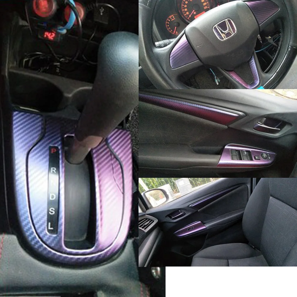 Для HONDA FIT JAZZ- внутренняя Центральная панель управления дверная ручка 5D наклейки из углеродного волокна наклейки аксессуары для стайлинга автомобилей