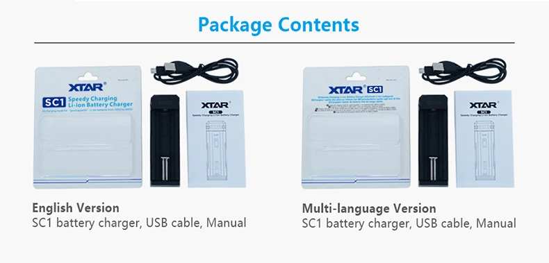XTAR Батарея Зарядное устройство/MC1 для 10440-26650 Батарея/SC1 2A быстро Зарядное устройство Перезаряжаемые 18700/26650/20700/21700/18650 Батарея